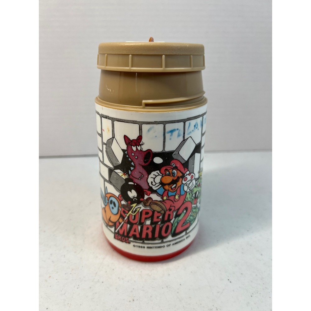 Vintage 1989 Nintendo Zelda II Super Mario Bros 2 Aladdin Thermos NO LID Cap